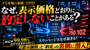 【FX市場の裏側｜第07話】「約定率99.98%」なら本当に約定力は高い？表示価格と約定がズレる裏側を追う！
